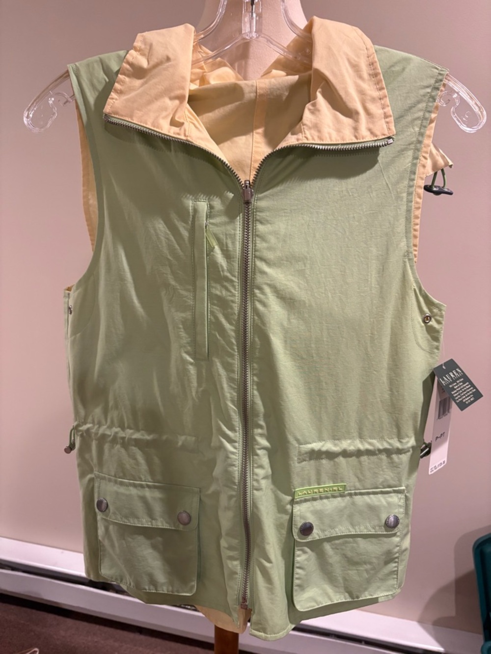 Lauren Ralph Lauren Light Green Reversible Utility Vest